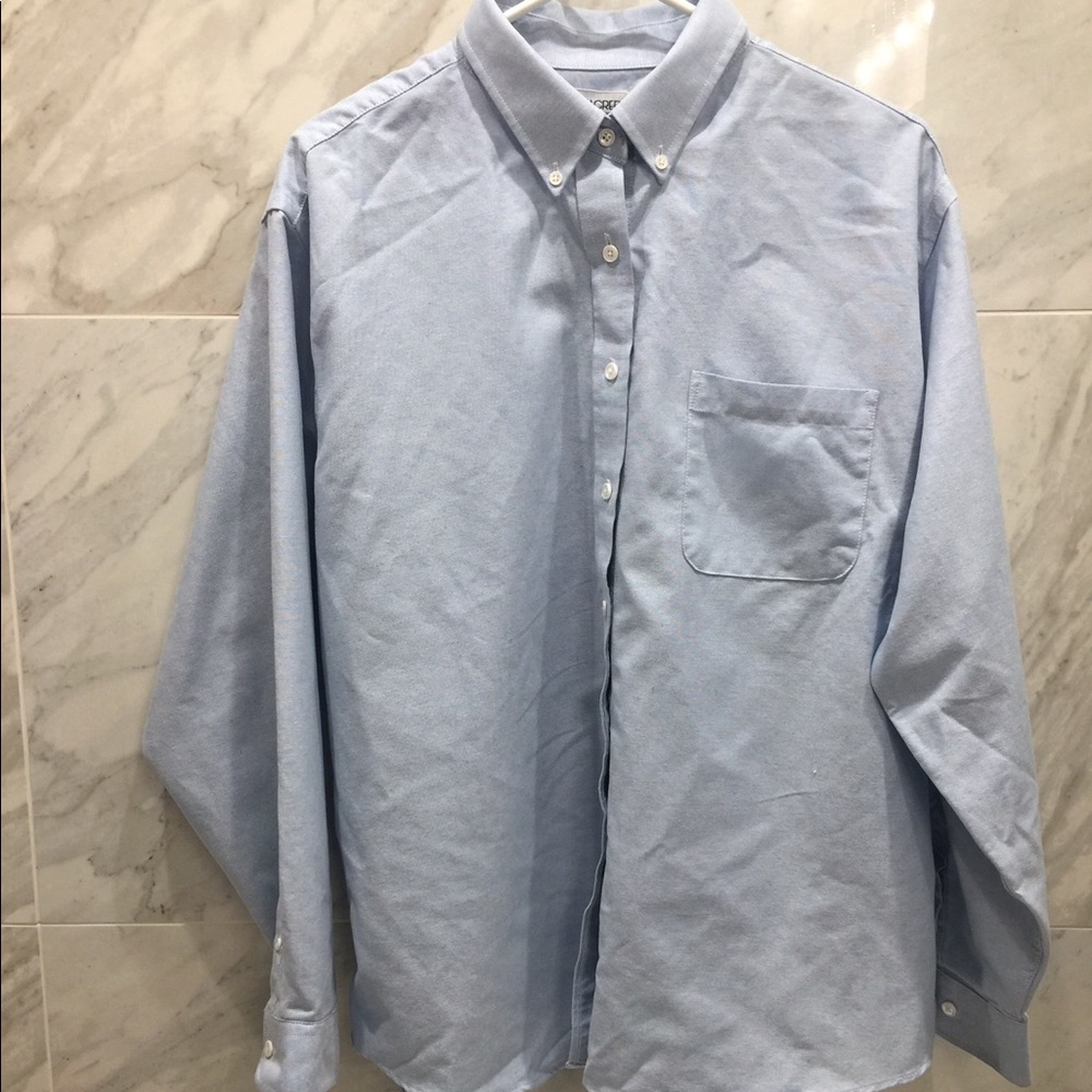 light blue button up